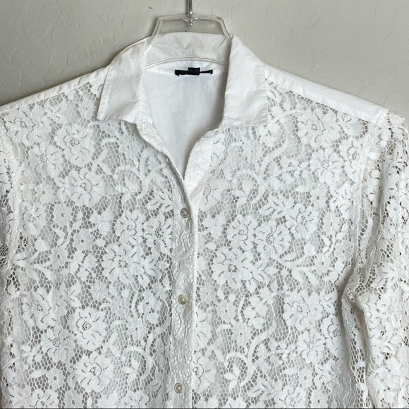 ATM Anthony Thomas Melillo Floral Lace Sheer Panel shirt button up size XS - Picture 7 of 11